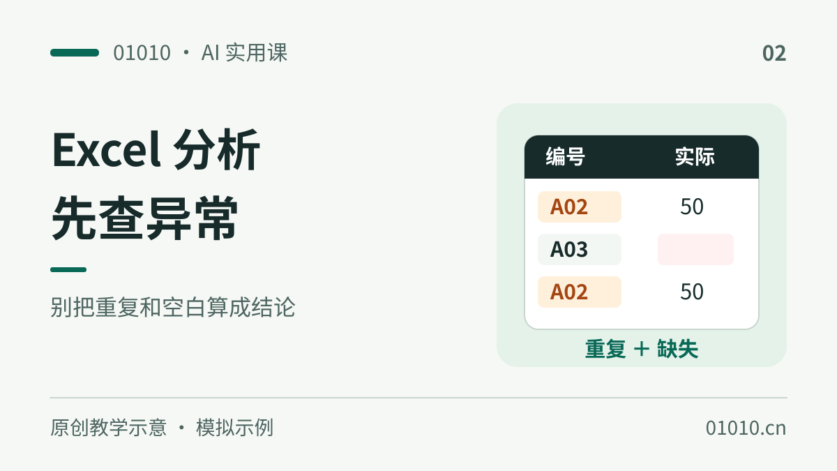 用 AI 分析 Excel：先找异常，再核对公式和结论