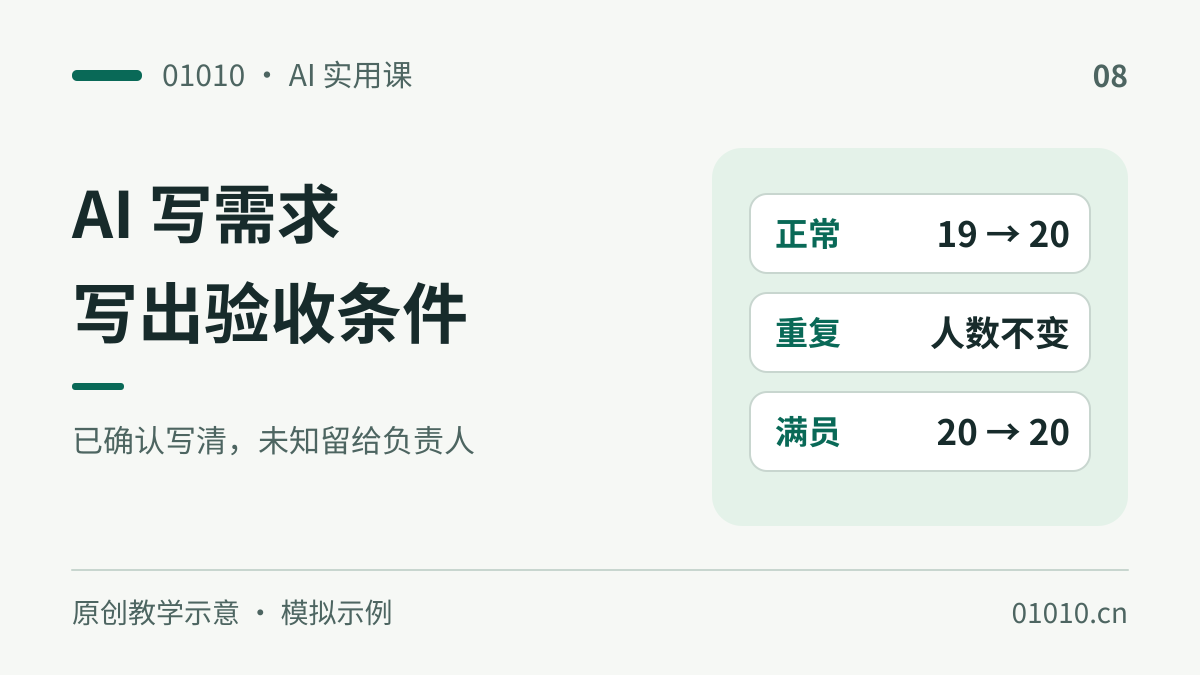 用 AI 把模糊任务写清楚：做一份能验收的需求说明