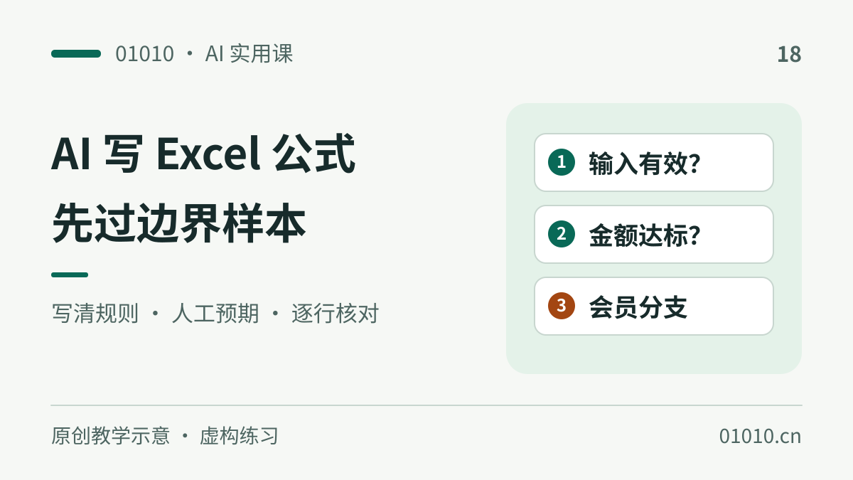 让 AI 按业务规则写 Excel 公式 先用边界样本验收