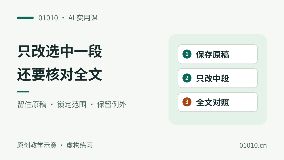 只想改中间一段？用 ChatGPT Pages 选中文字，再核对全文
