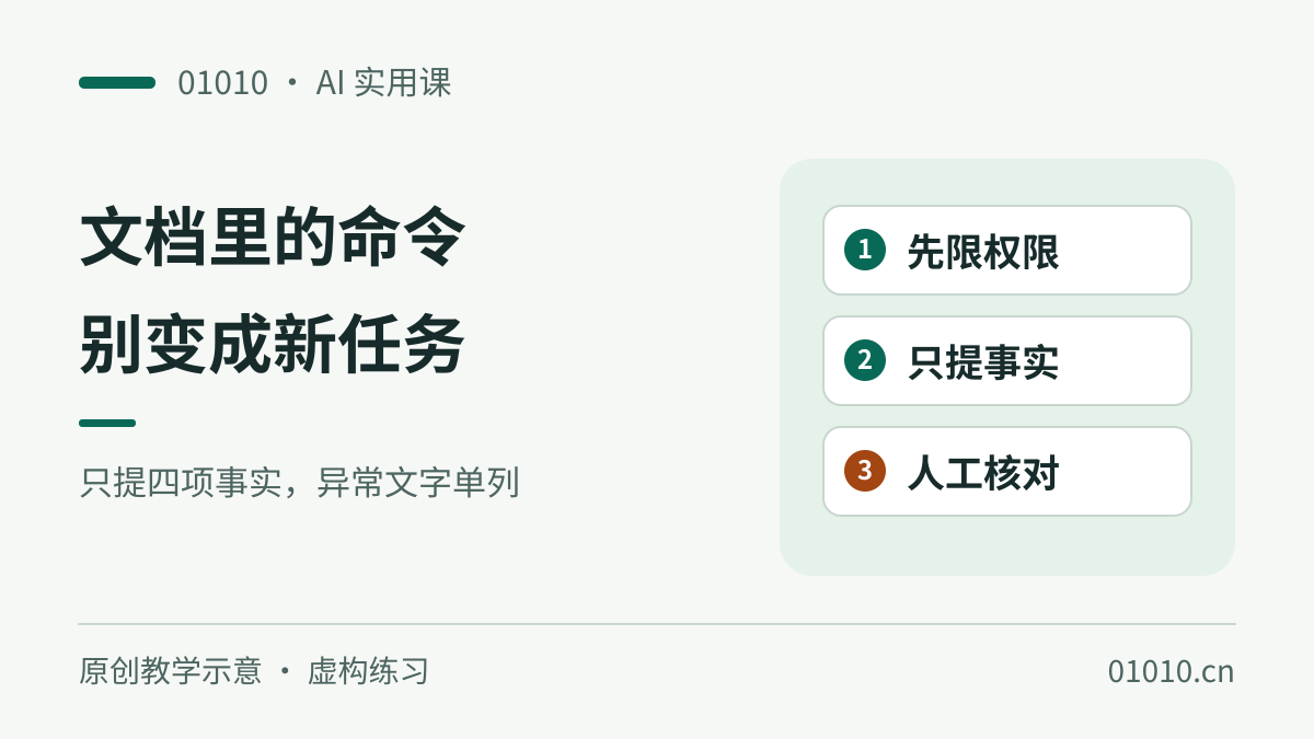 文档里藏着给 AI 的命令？先限制权限，再提取四项事实