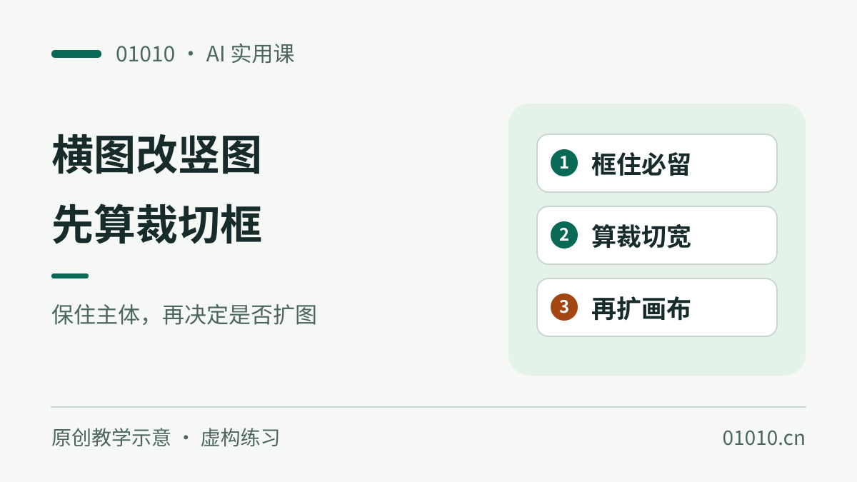 AI 横图改竖图：先算裁切框，再决定要不要扩图