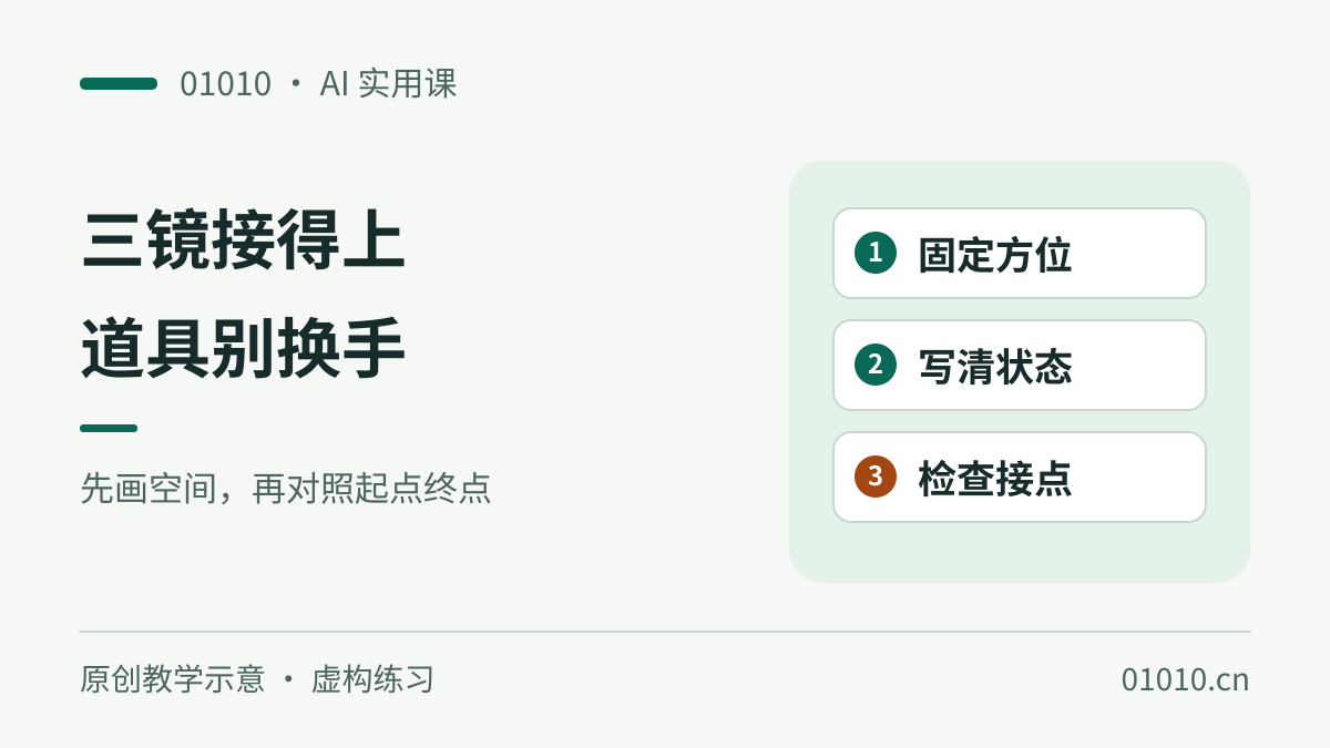 AI 分镜怎么接得上：用三镜练习检查站位、左右手和道具状态
