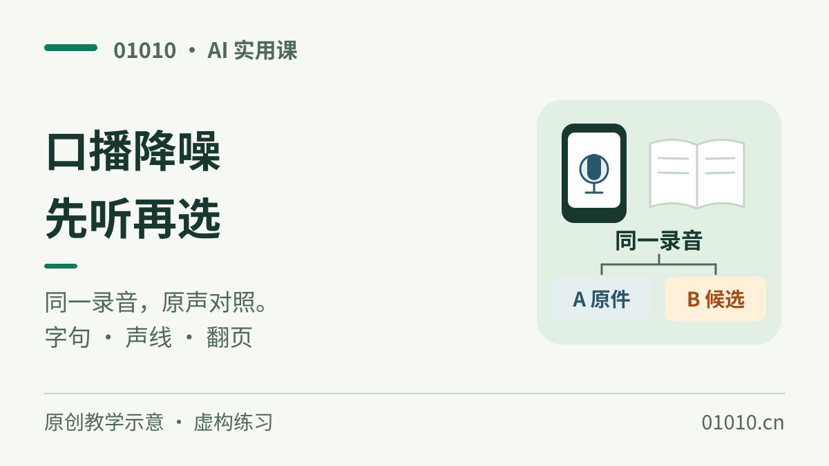 用 Adobe Podcast 给手机口播降噪：做完原声对照，再决定要不要用