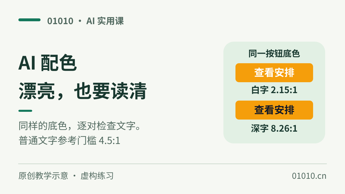 AI 配色好看却看不清？把色板拆成文字和底色逐对检查