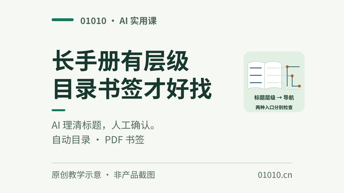 长文档翻来翻去？让AI理清标题，再用Writer生成目录和PDF书签
